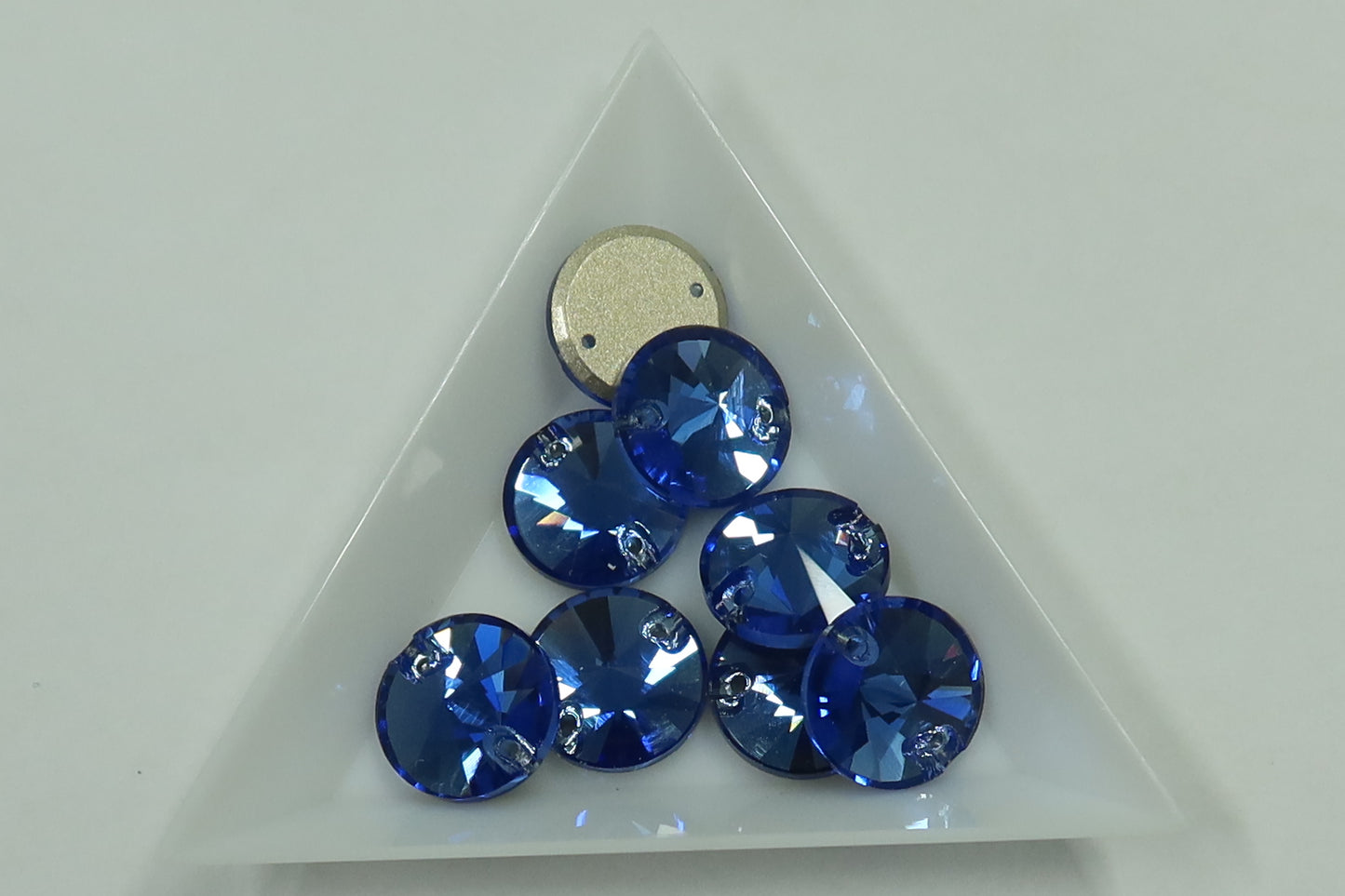 Sapphire ♦ MM12 ♦ Dozen - 12pcs. ♦ Premium DMC ♦ Sew-On ♦ Rivoli