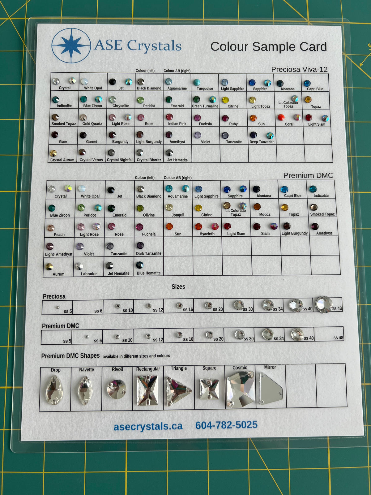 Rhinestones Sample Card Page Size – ASE Crystals