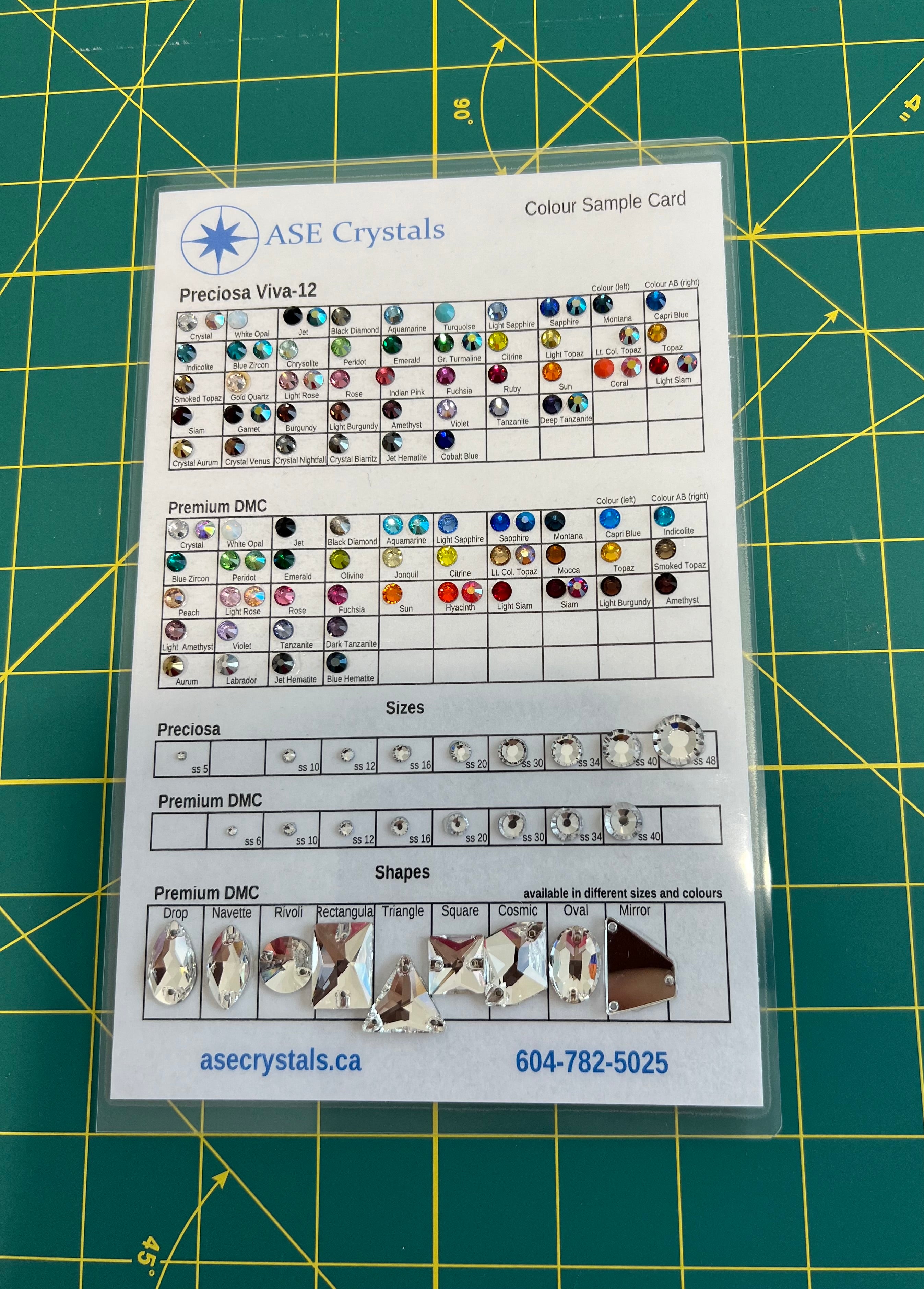 Rhinestones Sample Card Small (Half Page Size)