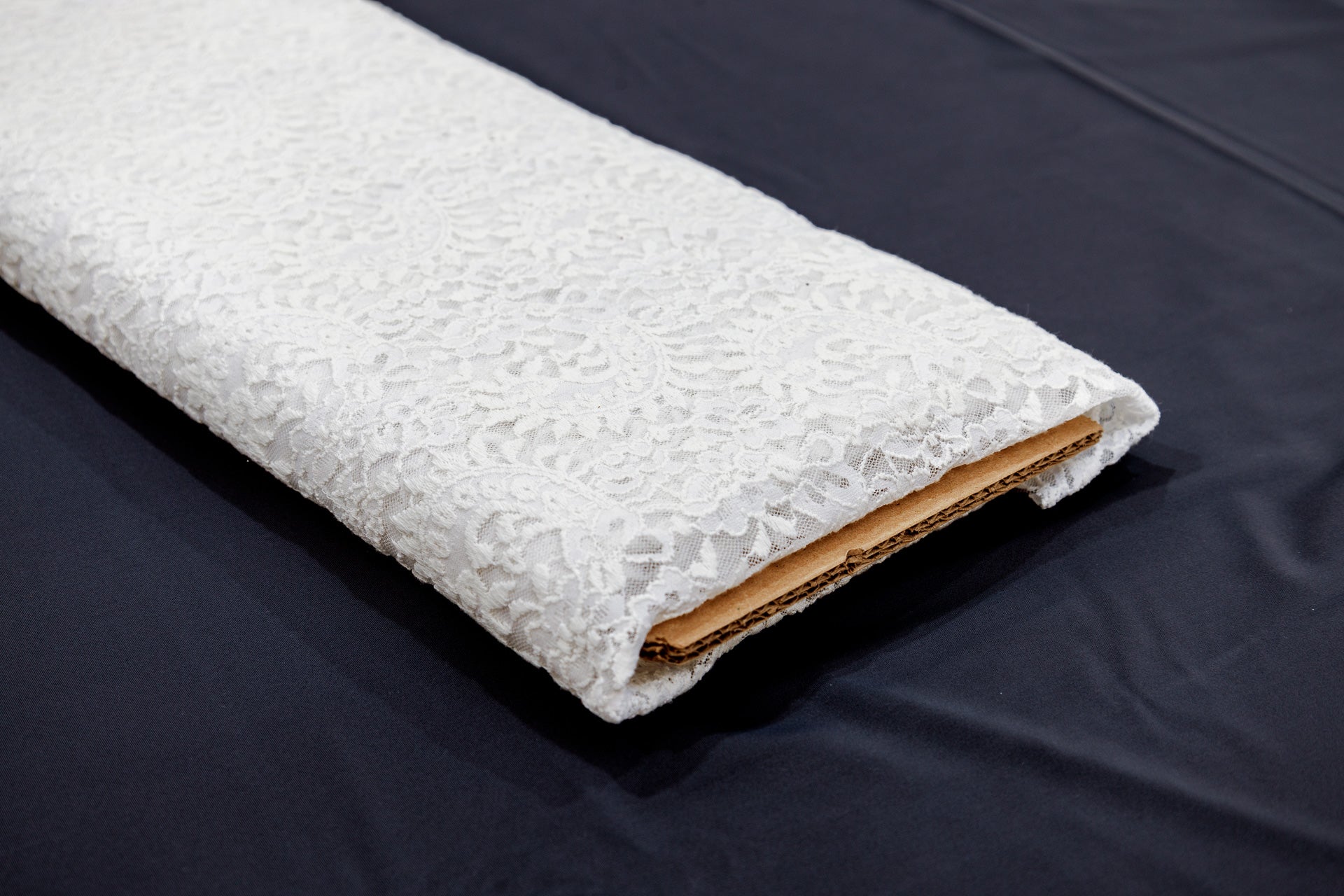 Stretch Lace Paisley White $/foot