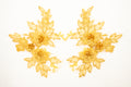Mia 3D Floral Lace Embroidery Applique CM19x14 Gold Pair
