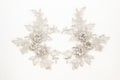 Mia 3D Floral Lace Embroidery Applique CM19x14 Silver Pair