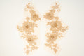 Noa 3D Floral Lace Embroidery Applique CM27x13 Desert Sand Pair