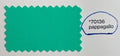 A green fabric color swatch with a serrated edge on a white background, next to a blue-outlined label reading '*70136 pappagallo'.