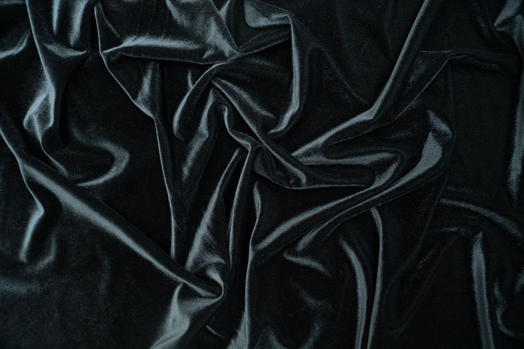 Stretchy Velvet Carvico Panama Nero $/foot