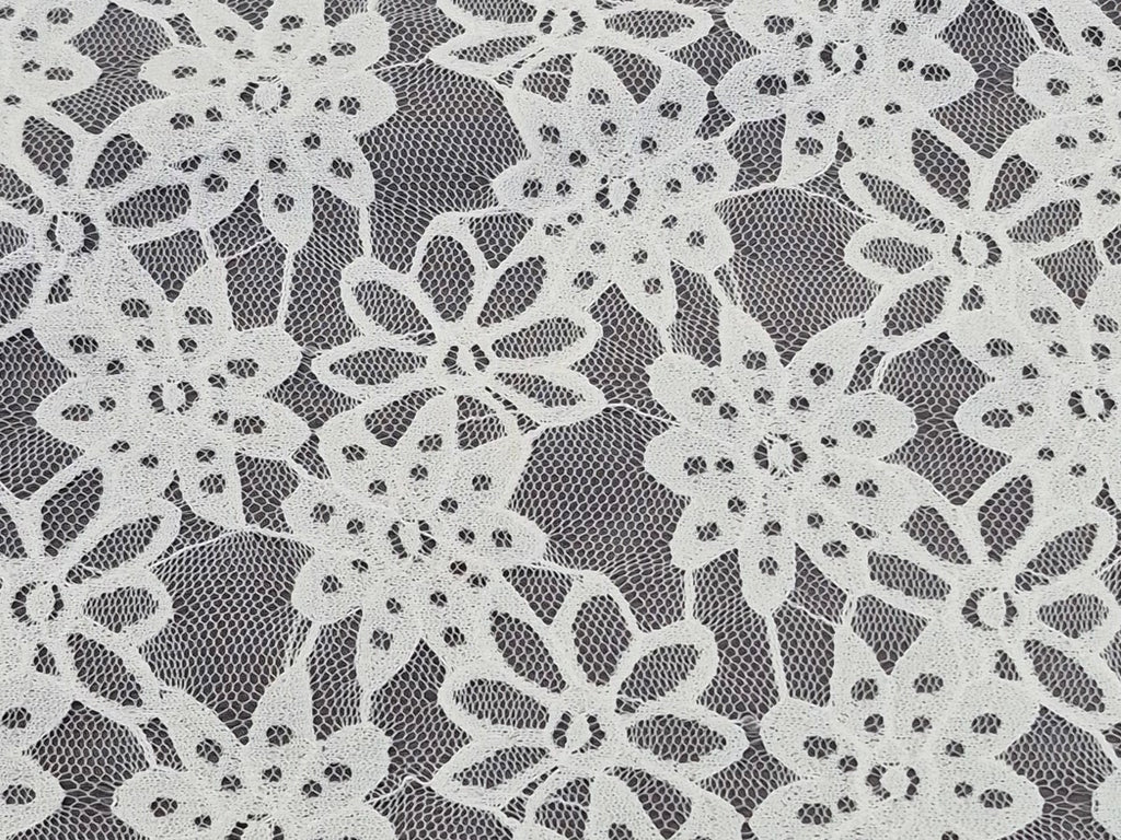 Stretch Lace Sunflower Ivory $/foot