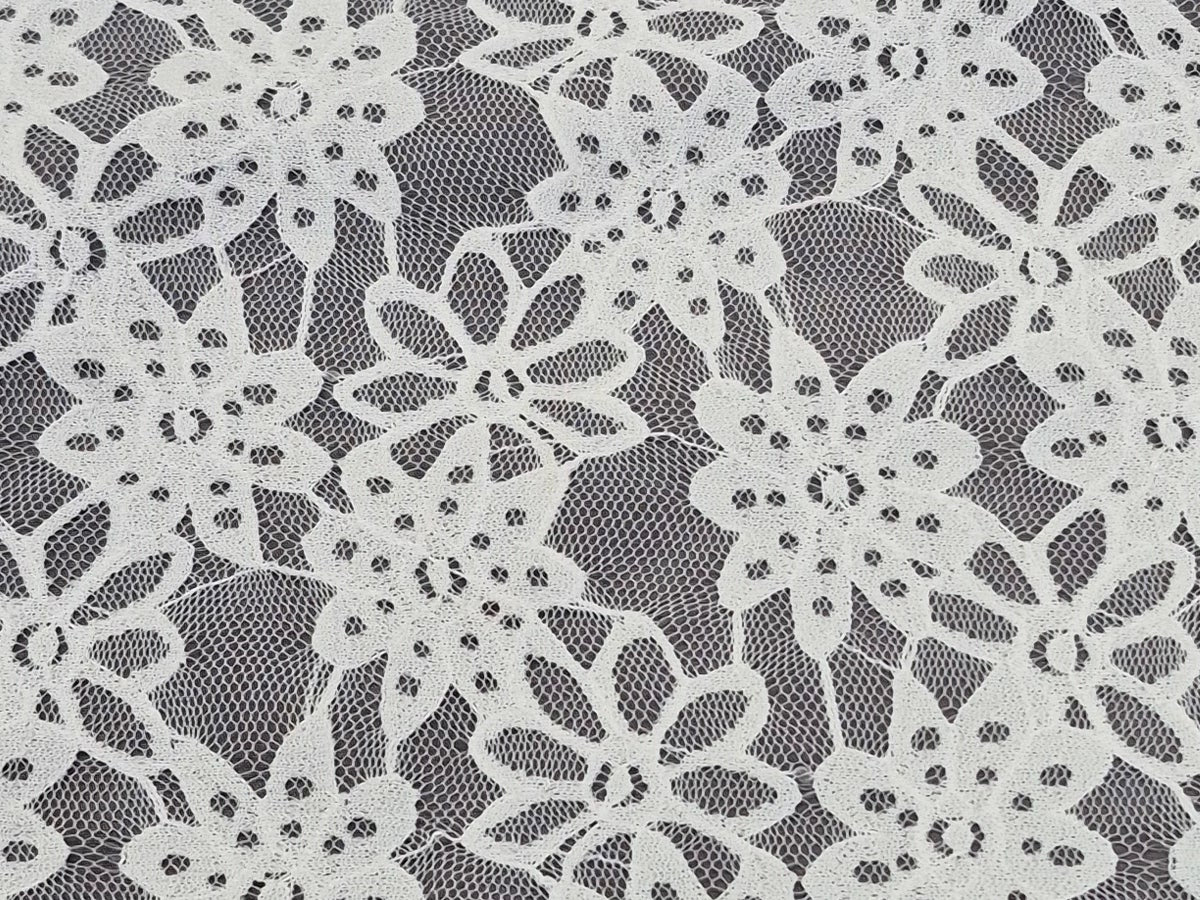 Stretch Lace Sunflower Ivory $/foot