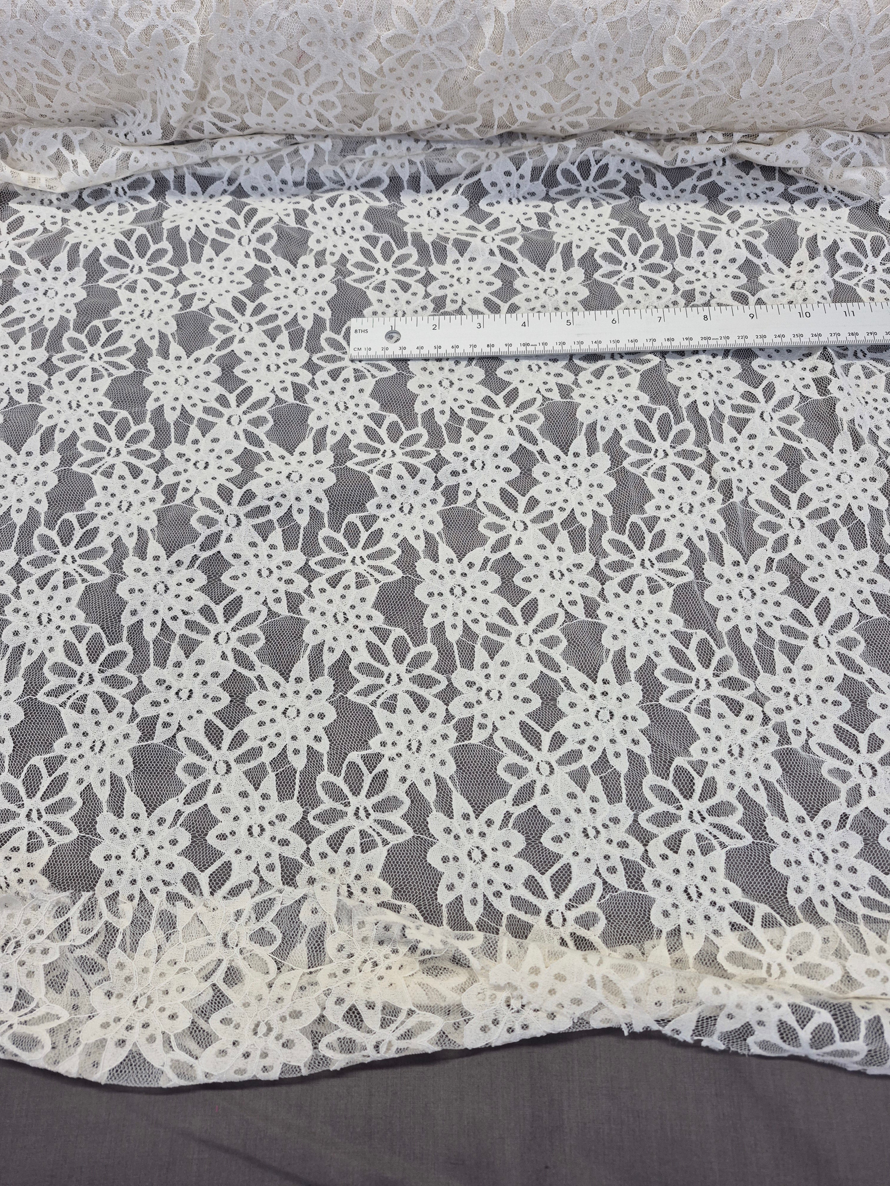 Stretch Lace Sunflower Ivory $/foot