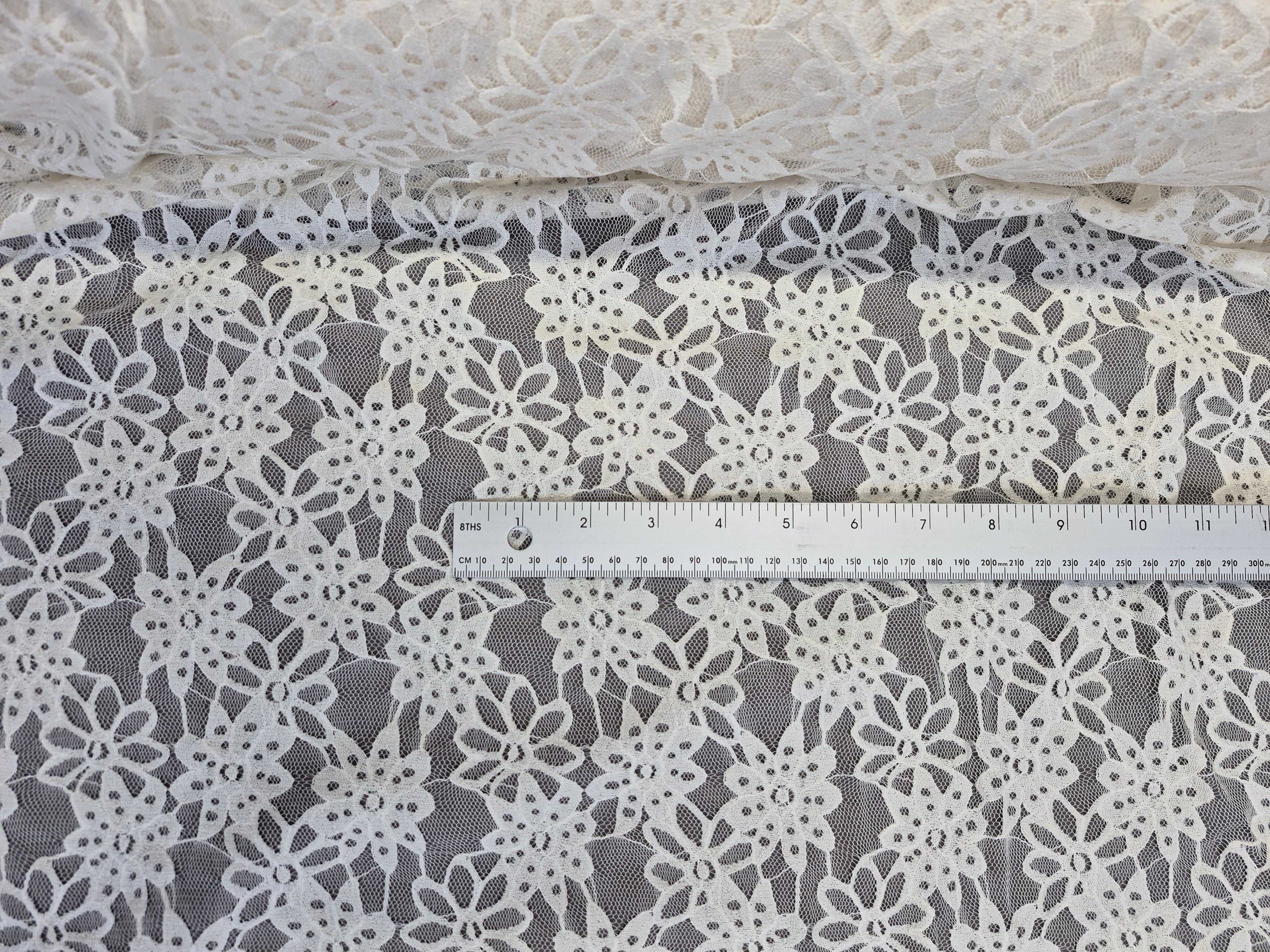 Stretch Lace Sunflower Ivory $/foot