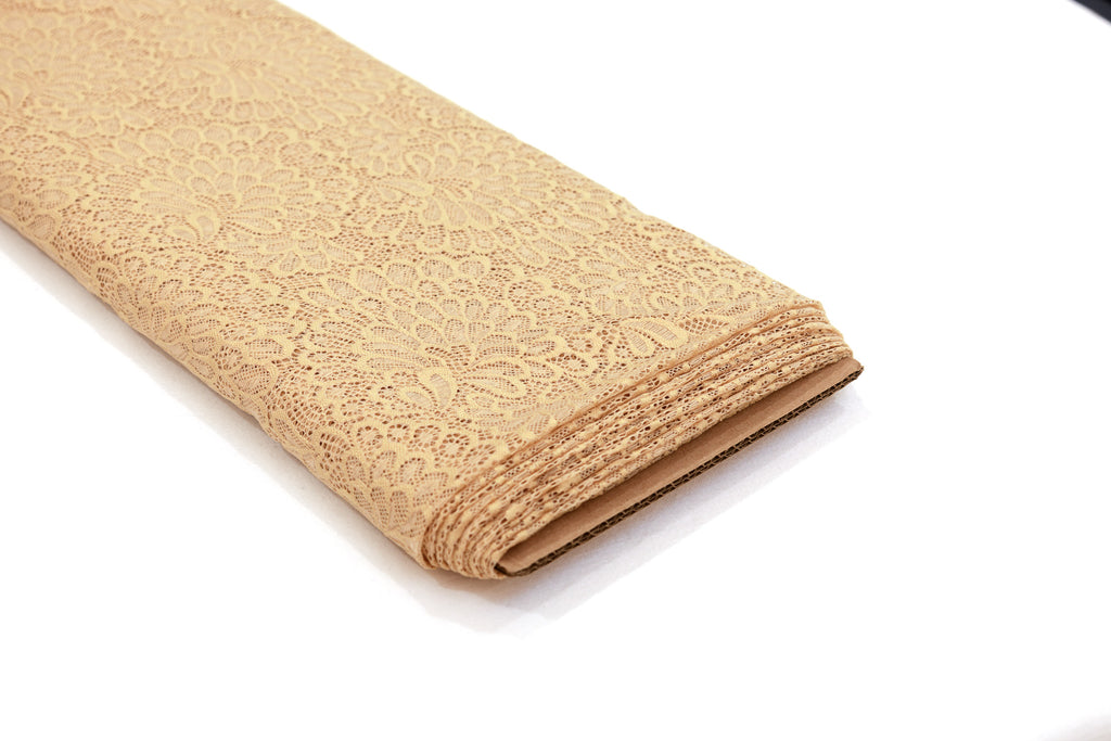 Stretch Lace Plume Nude $/foot