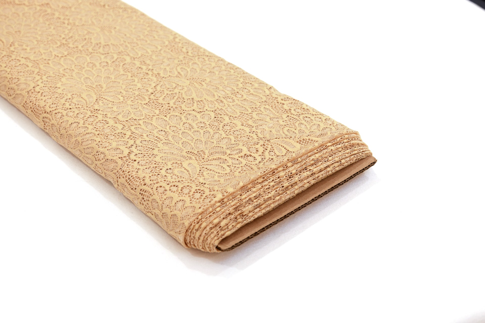 Stretch Lace Plume Nude $/foot