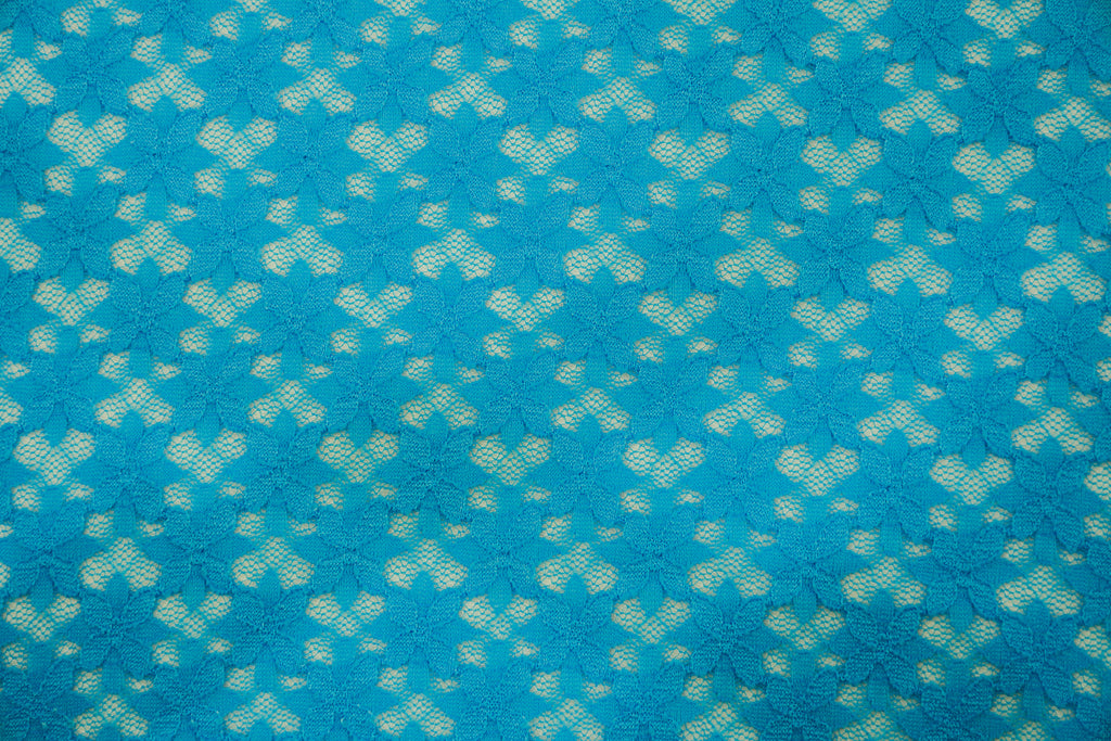 Stretch Lace Little Daisy Ocean $/foot