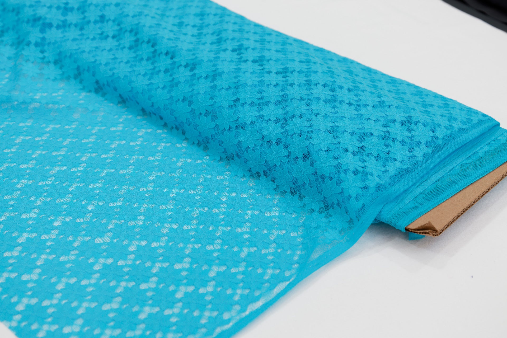 Stretch Lace Little Daisy Ocean $/foot