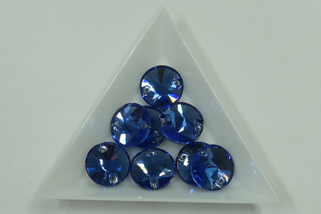 Sapphire ♦ MM12 ♦ Dozen - 12pcs. ♦ Premium DMC ♦ Sew-On ♦ Rivoli