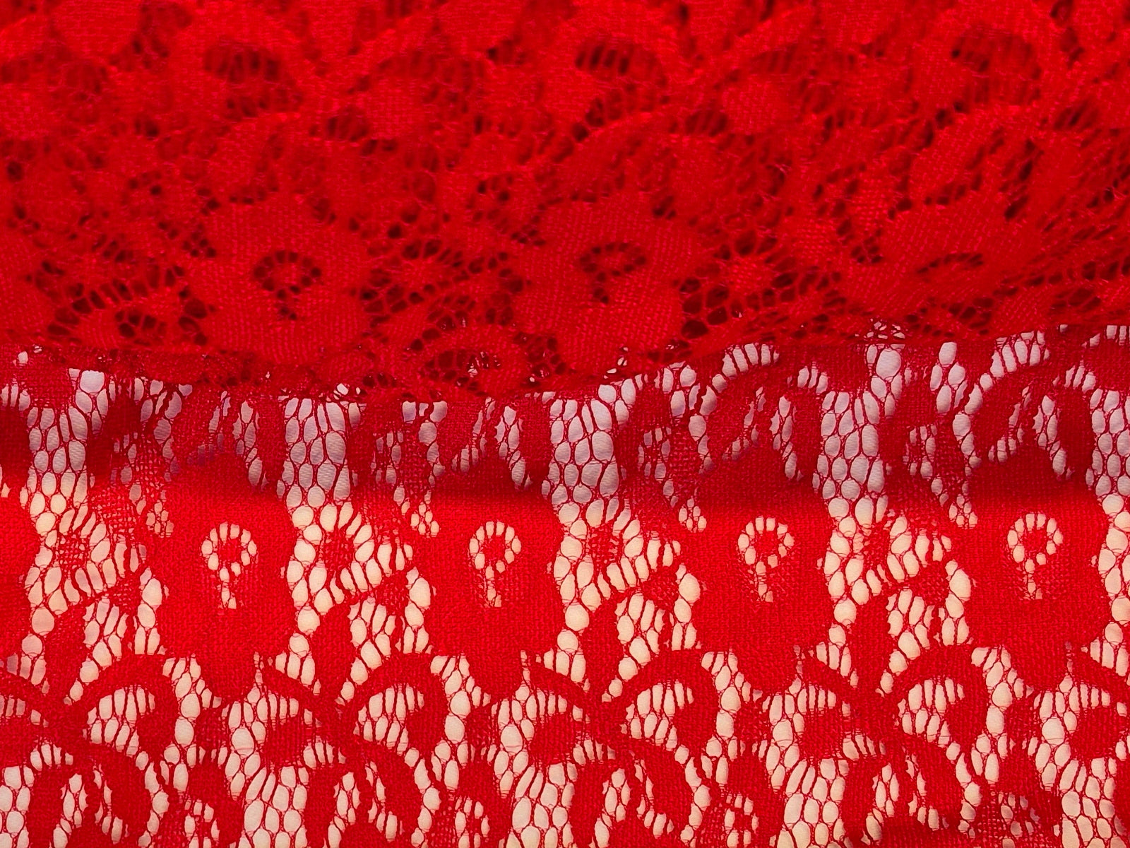 Stretch Lace Pansy Red $/foot