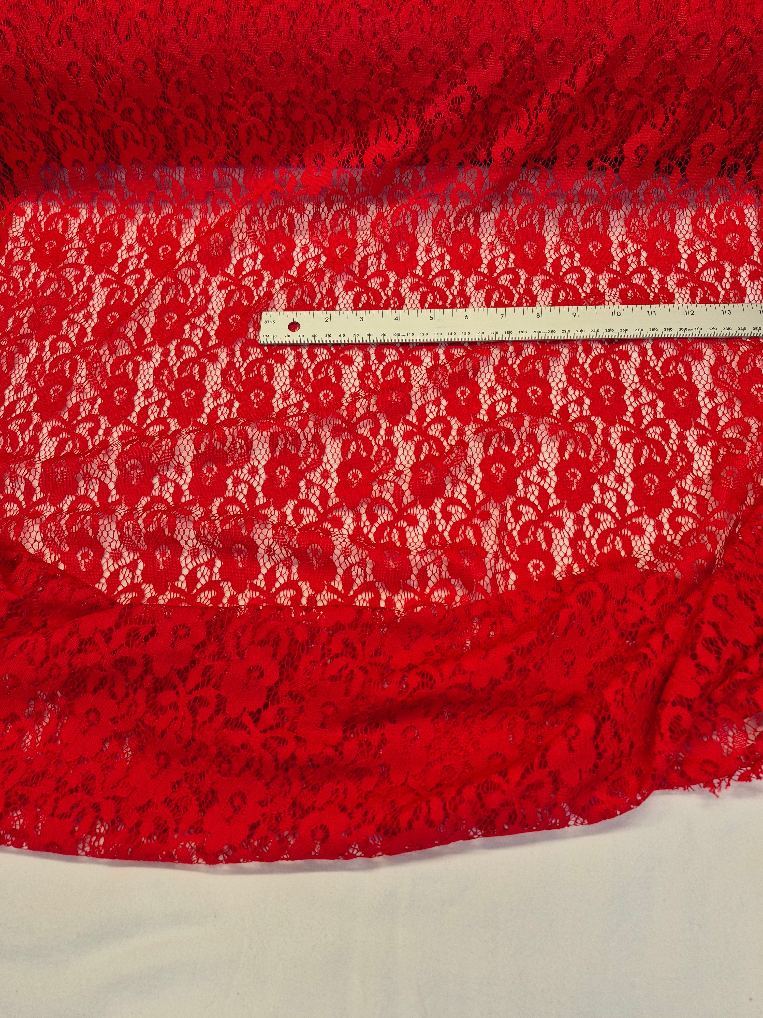 Stretch Lace Pansy Red $/foot