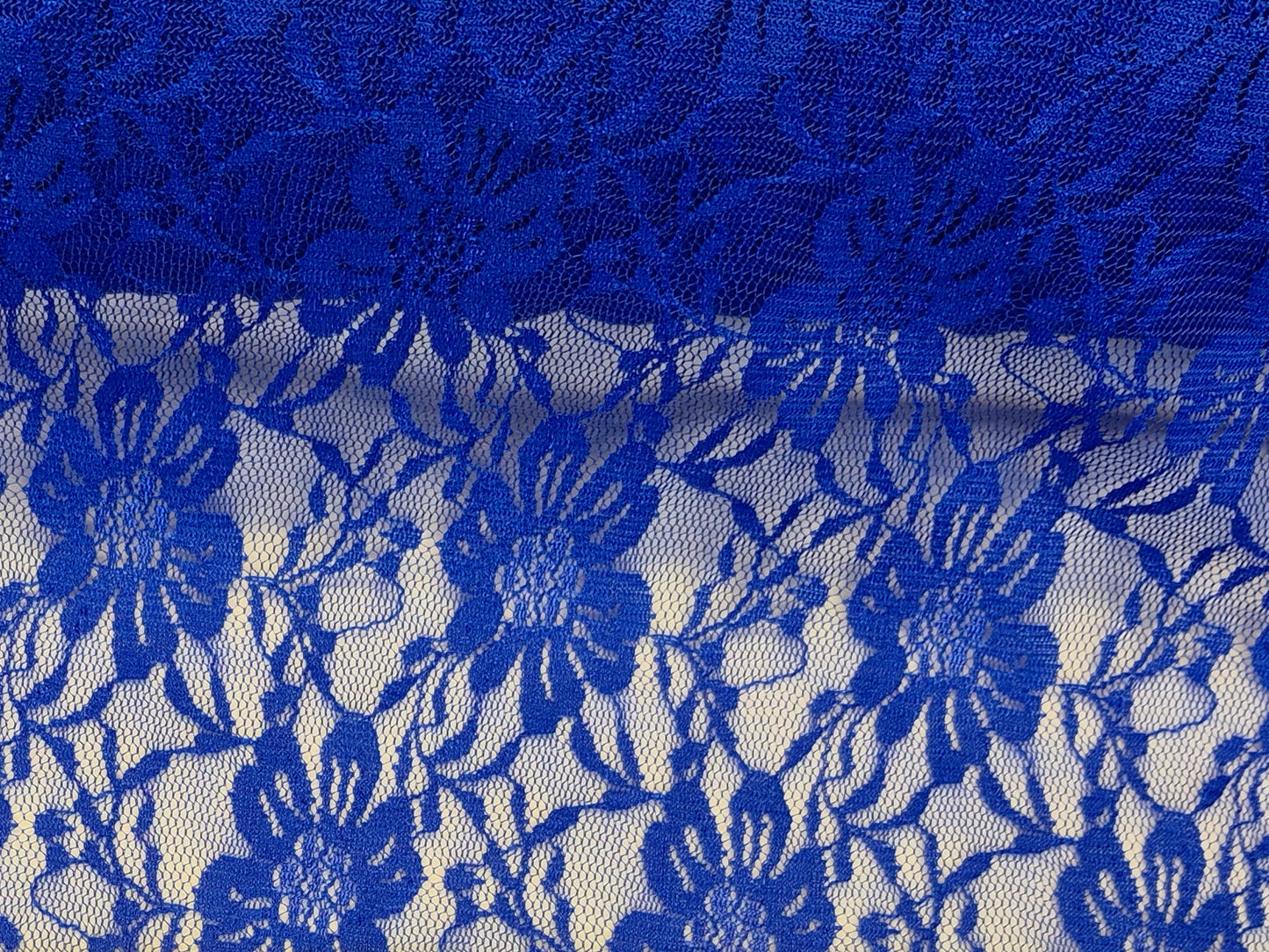 Stretch Lace Garden Flower Royal Blue $/foot